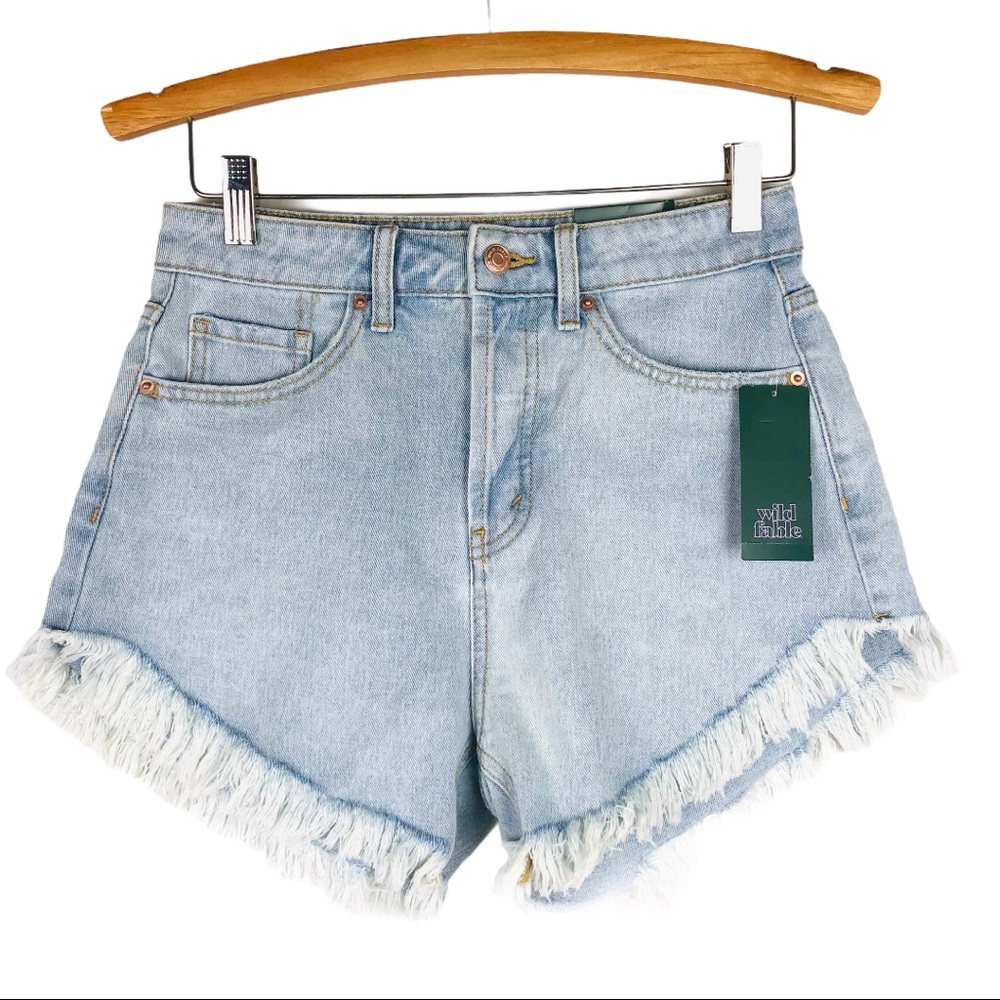 Wild Fable blue high waisted fringe jean shorts